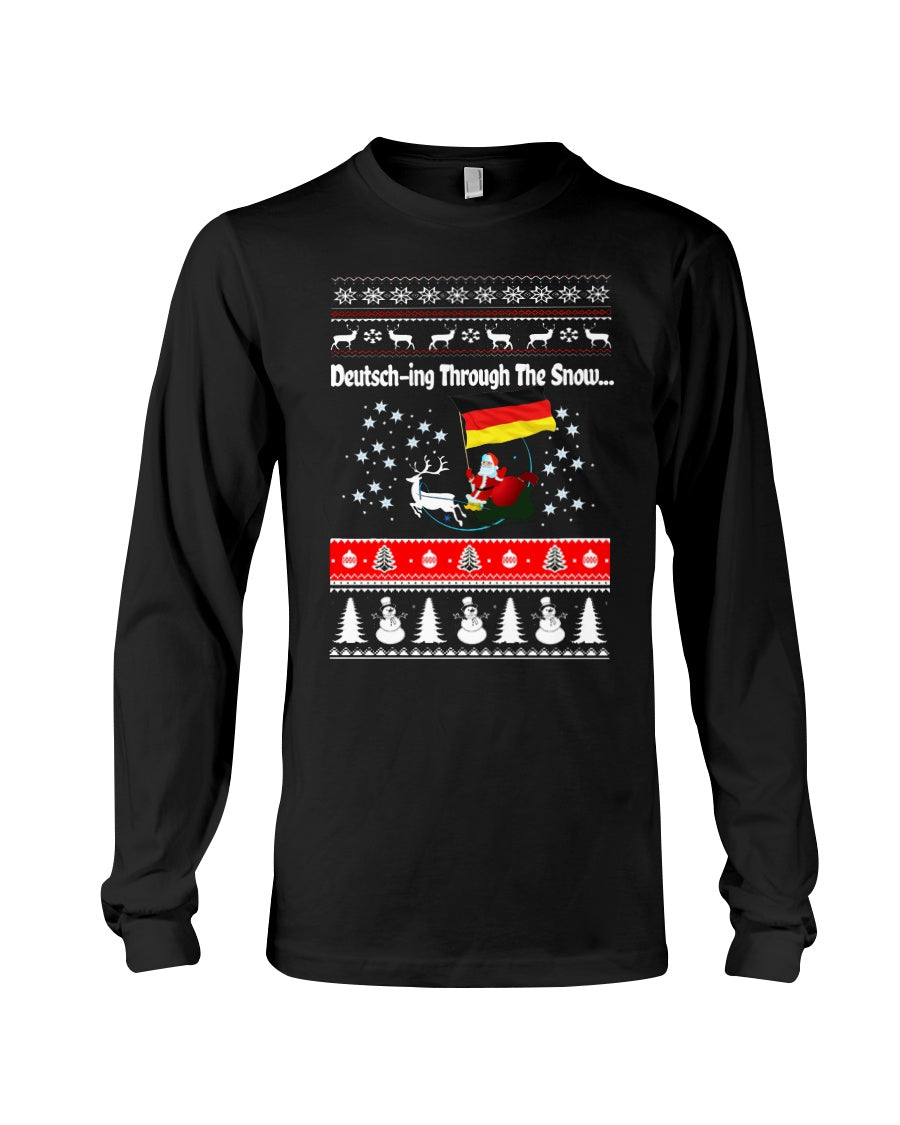 Deutsching Through The Snow German Christmas Funny Tee Unisex Long Sleeve