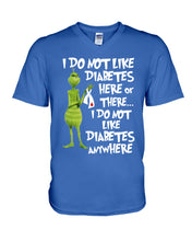 Load image into Gallery viewer, Grinch Funny Quote Don't Like Diabetes Christmas Tee Guys V-Neck