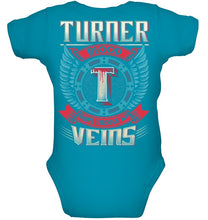 Load image into Gallery viewer, Turner Blood Runs Through Veins Black Quote Name T-Shirt Baby Onesie