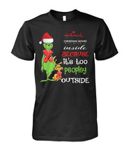 Load image into Gallery viewer, Grinch Christmas Movie It's Too Peopley Outside Black T-Shirt Hoodie