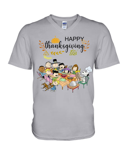 Snoopy Happy Thanksgiving T-Shirt Guys V-Neck