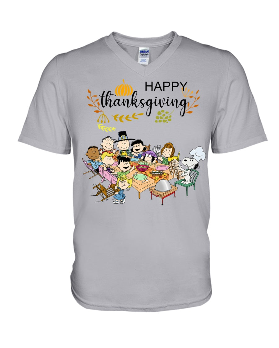 Snoopy Happy Thanksgiving T-Shirt Guys V-Neck