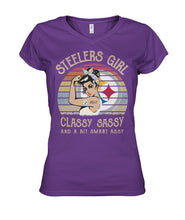 Load image into Gallery viewer, Steelers Girl Classy Sassy T-Shirt Ladies V-Neck