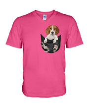 Load image into Gallery viewer, Beagle In The Pocket Funny T-Shirt Guys V-Neck