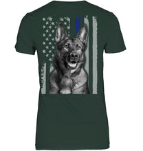 Load image into Gallery viewer, German Shepherd American Flag Veteran Brave Dog Ladies Tee
