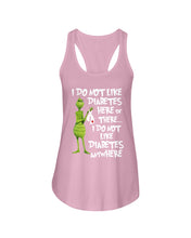 Load image into Gallery viewer, Grinch Funny Quote Don't Like Diabetes Christmas Tee Ladies Flowy Tank