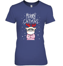 Load image into Gallery viewer, Funny Merry Catmas Christmas Gift Shirt Ladies Tee