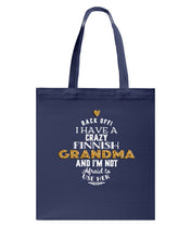 Load image into Gallery viewer, Finnish Crazy Grandma Gift For Grandma Family Basketweave Tote Bag