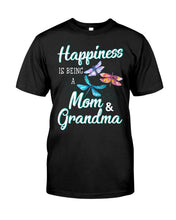 Load image into Gallery viewer, Happiness Is Being A Mom &amp; Grandma Black T-Shirt Guys V-Neck