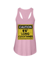 Load image into Gallery viewer, Caution 9&#39;6&#39;&#39; Long Cocktainer Black T-Shirt Ladies Flowy Tank