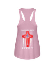 Load image into Gallery viewer, God Country Corps Semper Fi Black T-Shirt Ladies Flowy Tank
