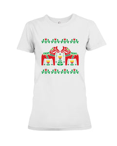 Swedish Dala Horse Gift White T-Shirt Ladies Tee