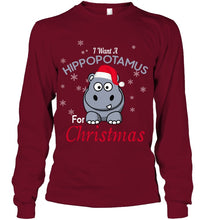 Load image into Gallery viewer, I Want A Hippopotamus For Christmas Shirt Unisex Long Sleeve
