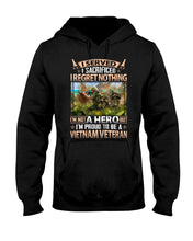 Load image into Gallery viewer, Vietnam Vetera Regret Nothing Black T-Shirt Hoodie