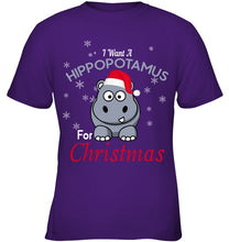 Load image into Gallery viewer, I Want A Hippopotamus For Christmas Shirt Youth Tee