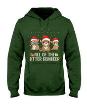 Load image into Gallery viewer, Merry Ottermas All Of The Otter Reindeer Black T-Shirt Hoodie
