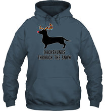 Load image into Gallery viewer, Dachshund Reindeer Through The Snow Christmas Gift Shirt Hoodie