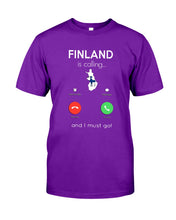 Load image into Gallery viewer, Finland Is Calling Funny Elf Christmas T-Shirt Guys Tee