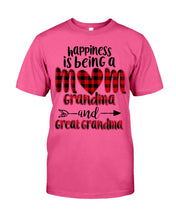 Load image into Gallery viewer, Happiness Is Being A Mom Grandma And Great Grandma Guys Tee