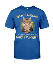 Load image into Gallery viewer, Cat Lovers T-Shirt Not Arguing Just Explaining Guys Tee