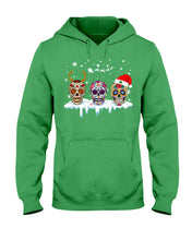 Load image into Gallery viewer, Merry Christmas Three Skulls Christmas T-Shirt Gift Hoodie