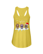 Load image into Gallery viewer, Merry Christmas Three Skulls Christmas T-Shirt Gift Ladies Flowy Tank