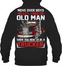 Load image into Gallery viewer, Old Trucker Move Over Boys Black T-Shirt Hoodie