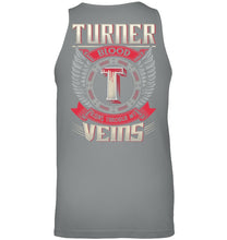Load image into Gallery viewer, Turner Blood Runs Through Veins Black Quote Name T-Shirt Unisex Tank Top