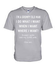 Load image into Gallery viewer, Grumpy Old Man June Wife Black Quote T-Shirt Guys V-Neck