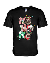 Load image into Gallery viewer, Pug Lover Christmas Hohoho Funny T-Shirt Guys V-Neck