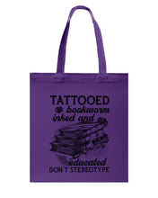 Load image into Gallery viewer, Tattooed Bookwarm Inked And Educated T-Shirt Basketweave Tote Bag