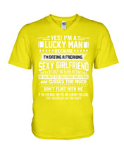 Load image into Gallery viewer, Lucky Man Have Sexy Girlfriend Gift For Couple Tee Guys V-Neck