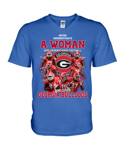 A Woman Loves Georgia Bulldogs Custom Tee Guys V-Neck