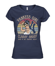 Load image into Gallery viewer, Yankees Girl Classy Sassy Funny Gift T-Shirt Ladies V-Neck