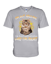 Load image into Gallery viewer, Cat Lovers T-Shirt Not Arguing Just Explaining Guys V-Neck