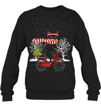 Load image into Gallery viewer, Winter Cat Riding Bicycle Christmas Gift T-Shirt Sweatshirt