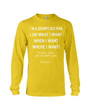 Load image into Gallery viewer, Grumpy Old Man May Wife Black Quote T-Shirt Unisex Long Sleeve