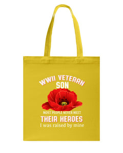 Wwii Veteran Son Gift For Veterab Mom Basketweave Tote Bag