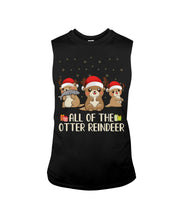 Load image into Gallery viewer, Merry Ottermas All Of The Otter Reindeer Black T-Shirt Unisex Long Sleeve
