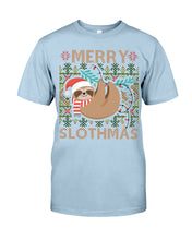 Load image into Gallery viewer, Merry Slothmas Christmas Gift For Kids Family Gift T-Shirt Guys Tee