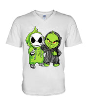 Load image into Gallery viewer, Cute Little Jack Skellington Grinch Best Friend Christmas Gift Shirt Guys V-Neck