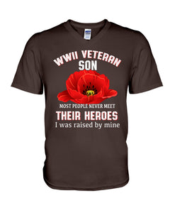 Wwii Veteran Son Gift For Veterab Mom Guys V-Neck