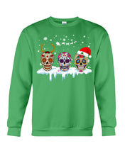 Load image into Gallery viewer, Merry Christmas Three Skulls Christmas T-Shirt Gift Sweatshirt