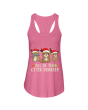 Load image into Gallery viewer, Merry Ottermas All Of The Otter Reindeer Black T-Shirt Ladies Flowy Tank
