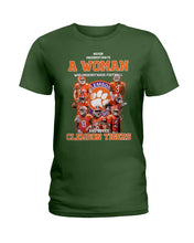Load image into Gallery viewer, A Woman Loves Clemson Tigers Gift For Fans T-Shirt Ladies Tee