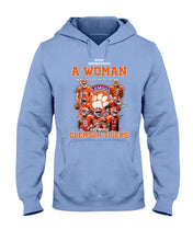 Load image into Gallery viewer, A Woman Loves Clemson Tigers Gift For Fans T-Shirt Hoodie