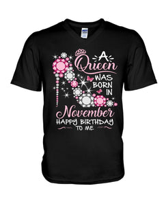 Happy Birthdat To November Queen T-Shirt Guys V-Neck