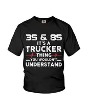 Load image into Gallery viewer, 3S And 8S Trucker Lovers Black T-Shirt Youth Tee