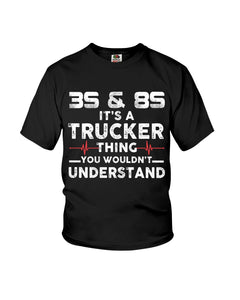 3S And 8S Trucker Lovers Black T-Shirt Youth Tee