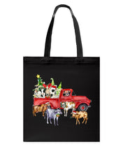 Load image into Gallery viewer, Merry Christmas In Town Cow Lovers Gift For Farmers Basketweave Tote Bag